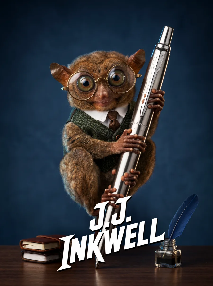 Karakterposter van JJ Inkwell, de copywriter