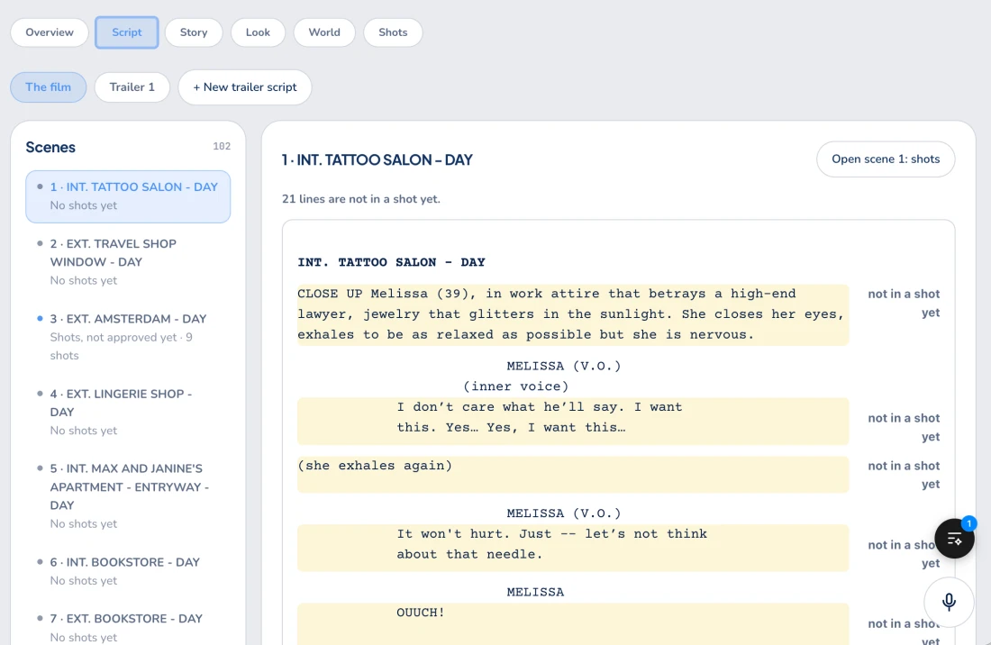 Het script, scène voor scène